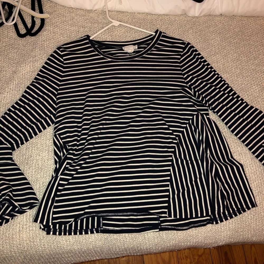 Navy Blue and white striped top